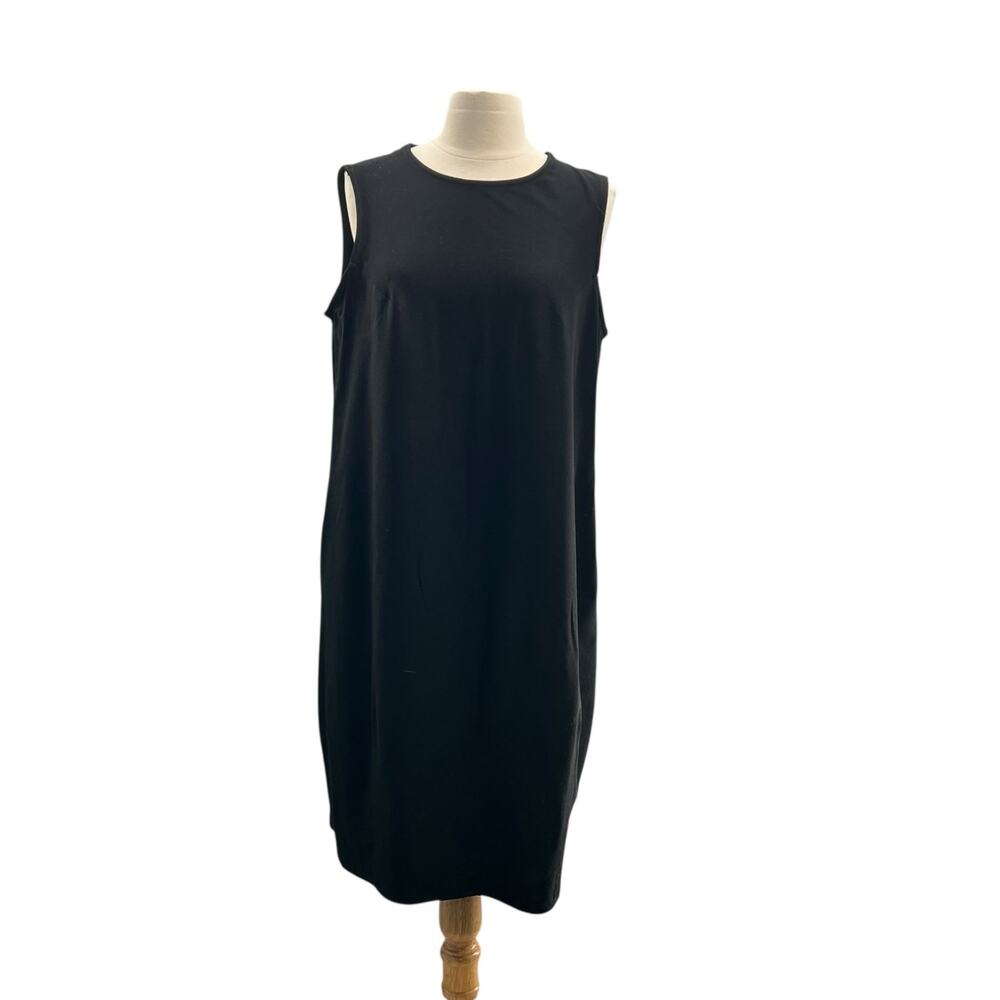 Eileen Fisher Viscose Spandex Black Stretch Sleeveless Dress Pockets Wmn Medium